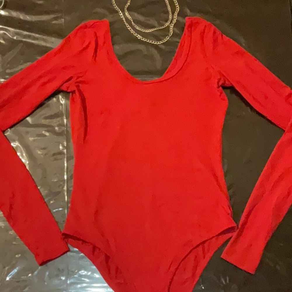 Red Long Sleeve Bodysuit